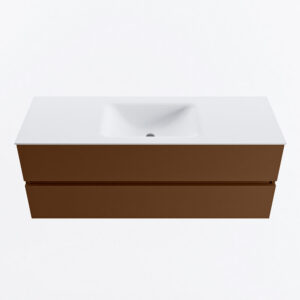 MONDIAZ VICA 130cm badmeubel onderkast Rust 2 lades. Wastafel CLOUD midden 1 kraangat, kleur Talc.