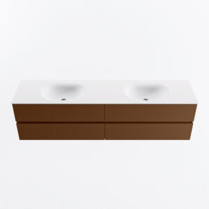 MONDIAZ VICA 190cm badmeubel onderkast Rust 4 lades. Wastafel MOON dubbel 2 kraangaten, kleur Talc.