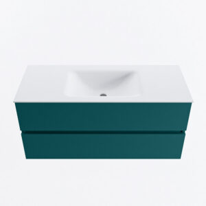 MONDIAZ VICA 110cm badmeubel onderkast Smag 2 lades. Wastafel CLOUD midden zonder kraangat, kleur Talc.