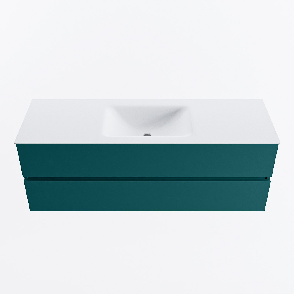 MONDIAZ VICA 140cm badmeubel onderkast Smag 2 lades. Wastafel CLOUD midden zonder kraangat, kleur Talc.