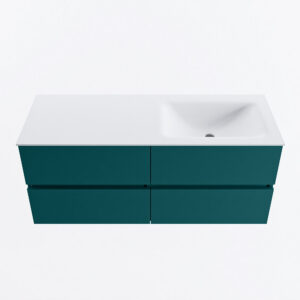 MONDIAZ VICA 120cm badmeubel onderkast Smag 4 lades. Wastafel CLOUD rechts 1 kraangat, kleur Talc.