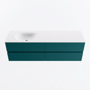 MONDIAZ VICA 160cm badmeubel onderkast Smag 4 lades. Wastafel MOON links zonder kraangat, kleur Talc.