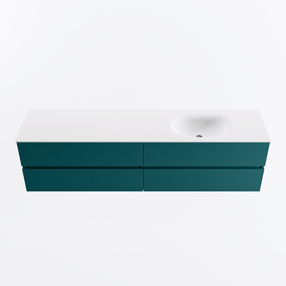 MONDIAZ VICA 190cm badmeubel onderkast Smag 4 lades. Wastafel MOON rechts zonder kraangat, kleur Talc.