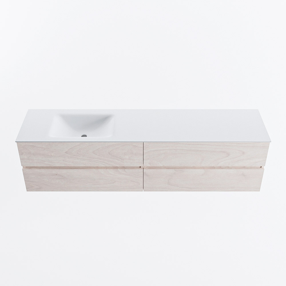 MONDIAZ VICA 190cm badmeubel onderkast Underlayment 4 lades. Wastafel CLOUD links 1 kraangat, kleur Talc.
