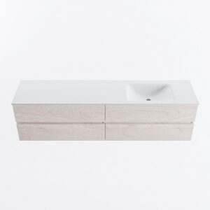 MONDIAZ VICA 190cm badmeubel onderkast Underlayment 4 lades. Wastafel CLOUD rechts 1 kraangat, kleur Talc.