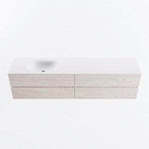 MONDIAZ VICA 200cm badmeubel onderkast Underlayment 4 lades. Wastafel MOON links zonder kraangat, kleur Talc.