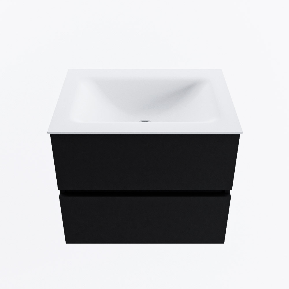 MONDIAZ VICA 60cm badmeubel onderkast Urban 2 lades. Wastafel CLOUD midden zonder kraangat, kleur Talc.