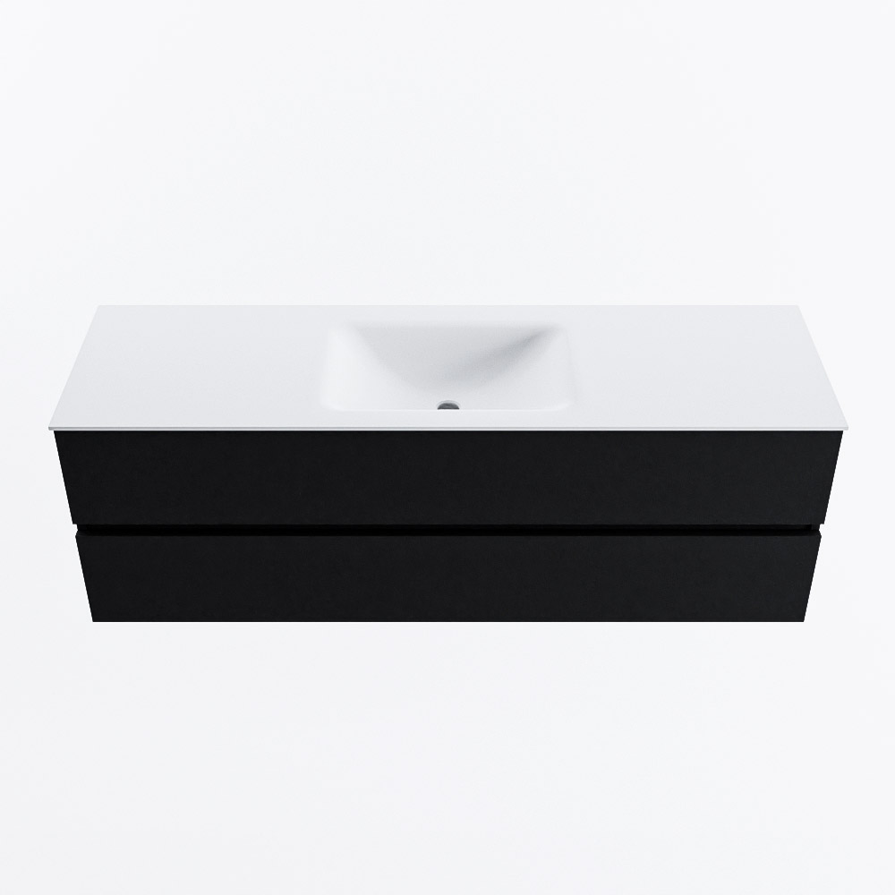 MONDIAZ VICA 150cm badmeubel onderkast Urban 2 lades. Wastafel CLOUD midden 1 kraangat, kleur Talc.