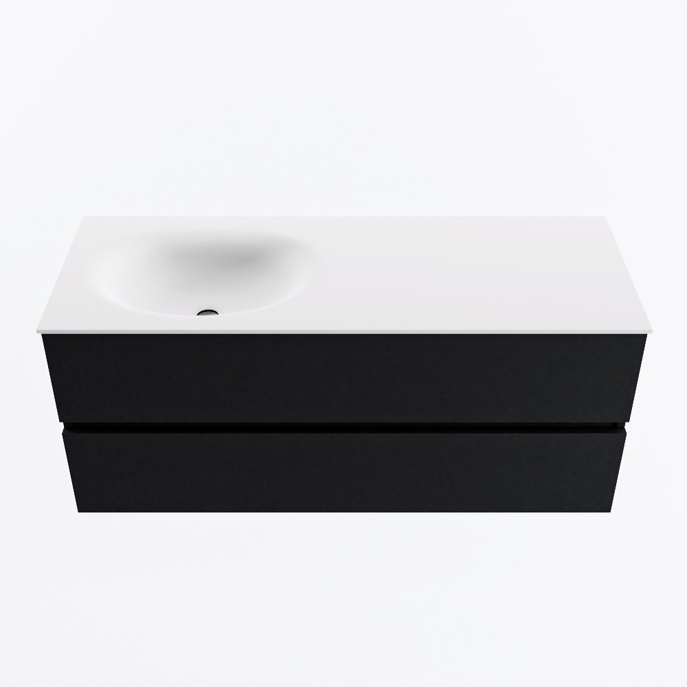 MONDIAZ VICA 120cm badmeubel onderkast Urban 2 lades. Wastafel MOON links 1 kraangat, kleur Talc.