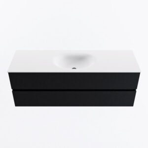 MONDIAZ VICA 140cm badmeubel onderkast Urban 2 lades. Wastafel MOON midden zonder kraangat, kleur Talc.