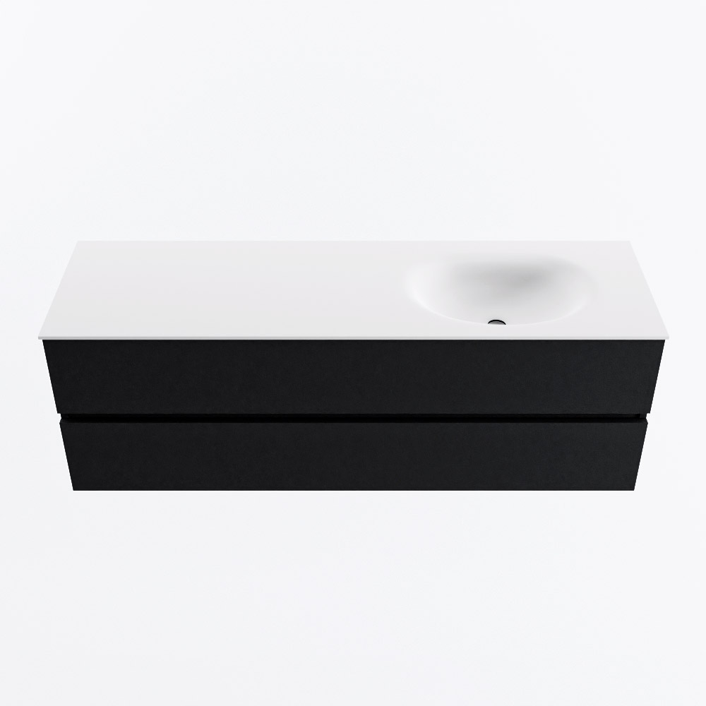 MONDIAZ VICA 150cm badmeubel onderkast Urban 2 lades. Wastafel MOON rechts 1 kraangat, kleur Talc.