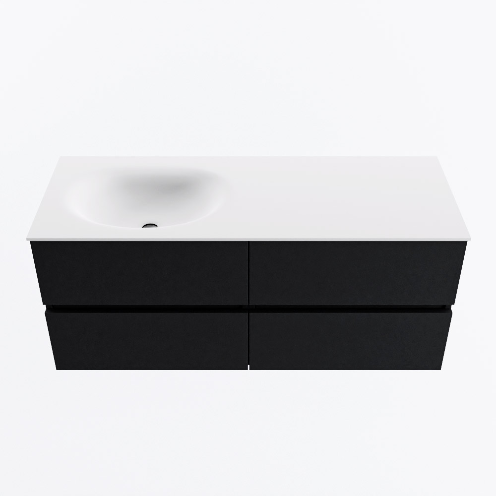 MONDIAZ VICA 120cm badmeubel onderkast Urban 4 lades. Wastafel MOON links 1 kraangat, kleur Talc.