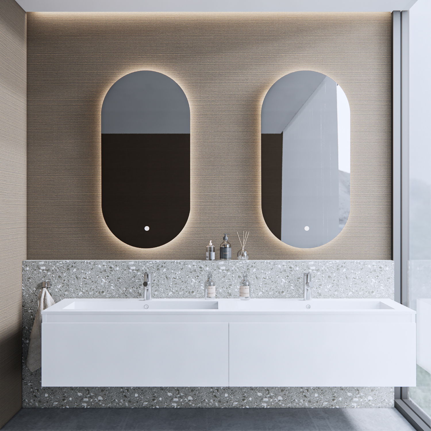 Badkamermeubelset BWS Anubis 180cm 2 Laden Mat Wit Met Wastafel (Naar Keuze)