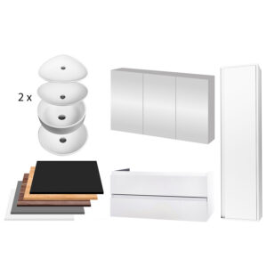 Badkamermeubelset BWS Sally 120 cm Twee Soft-Close Lades Met Waskom Mat Wit