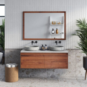Badkamermeubelset Forzalaqua Plateau Carrara Reno 2.0 Pure Walnut 100 cm