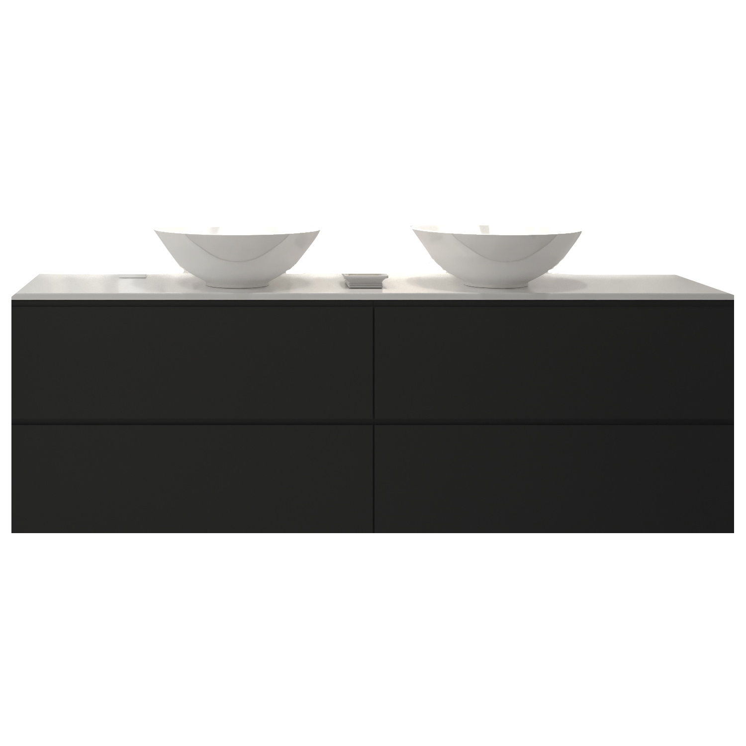 Badkamermeubelset Gliss Hermes 200 cm Mat Zwart Met Waskom