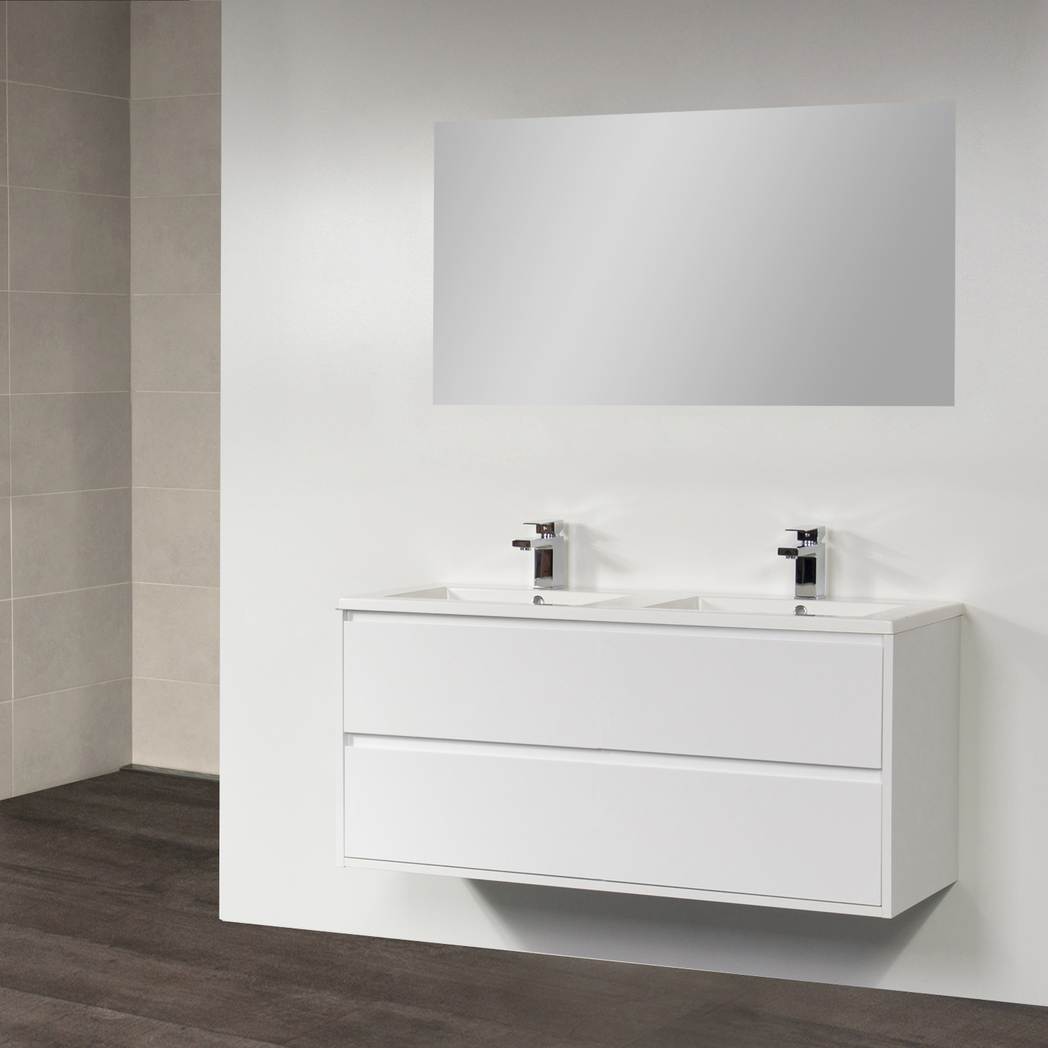 Badkamermeubelset New Future 120cm Incl 1 Sifon Uitsparing Hoogglans Wit