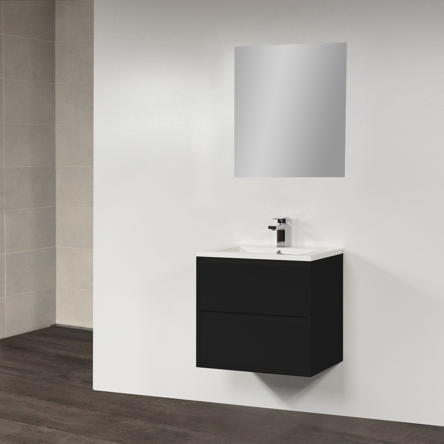 Badkamermeubelset New Future Small 80cm Hoogglans Zwart