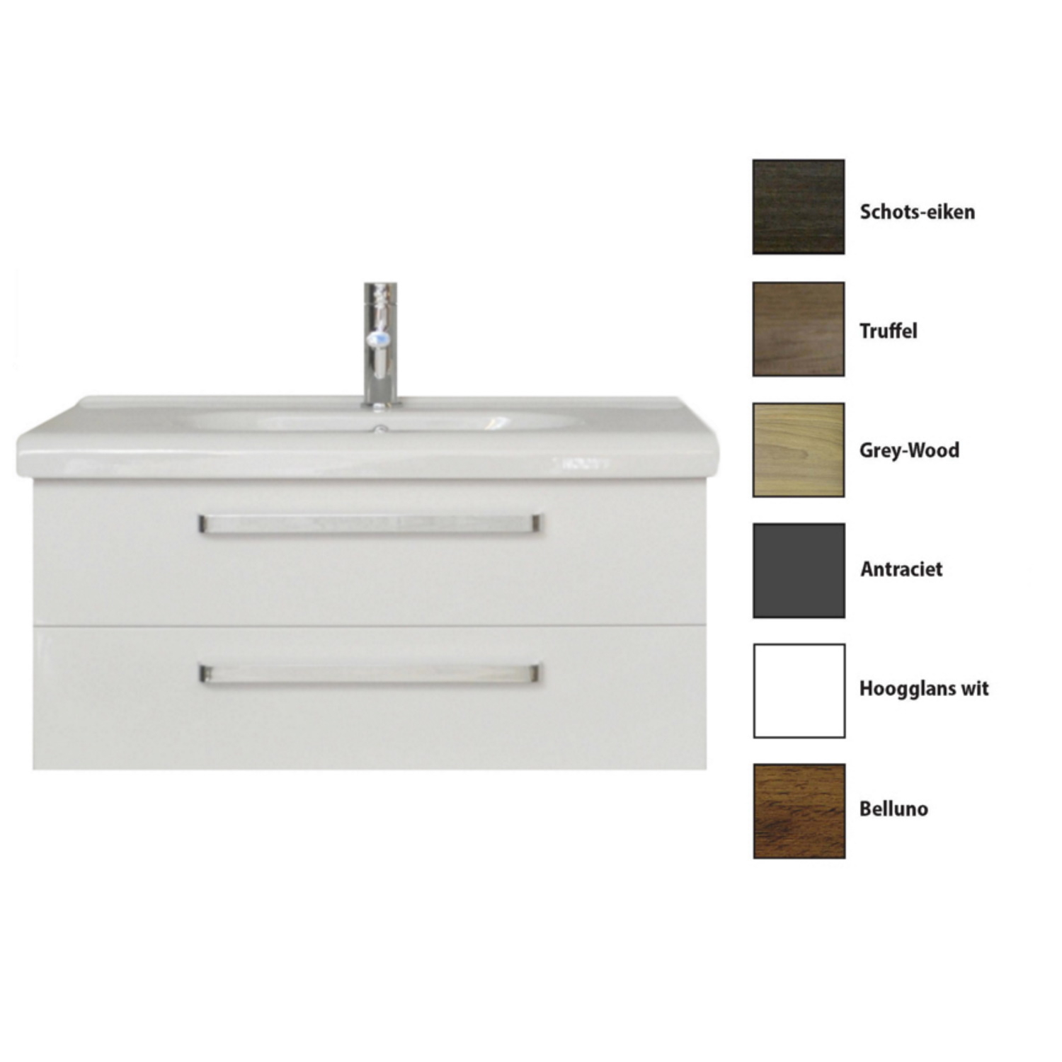 Badkamermeubelset Sanicare Q9 2 Laden 100cm Grey-Wood (spiegel optioneel)