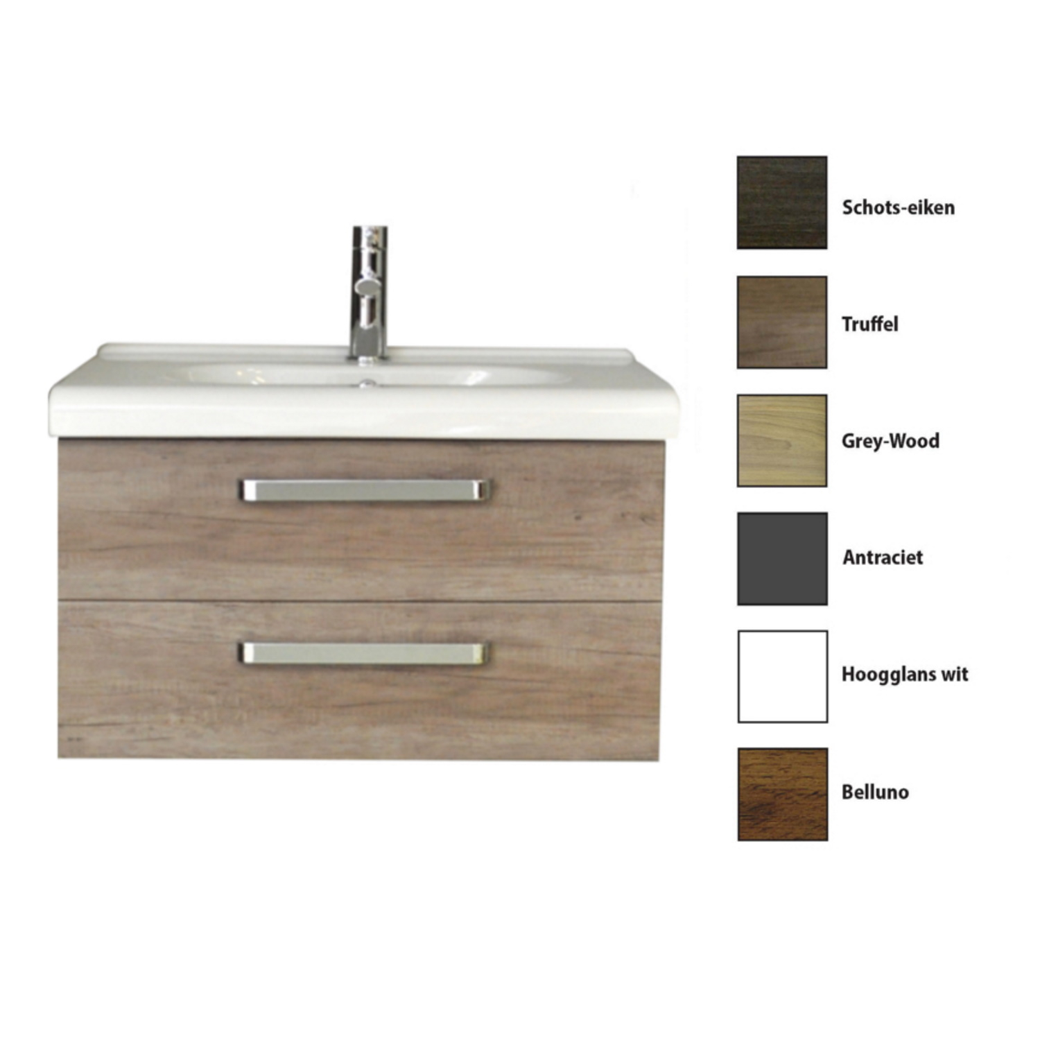 Badkamermeubelset Sanicare Q9 2 Laden 80cm Grey-Wood (spiegel optioneel)