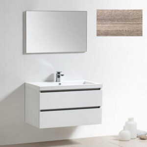 Badkamermeubelset Sanilux Trendline 100x47x50 cm 2 Kraangaten Grijs Eiken