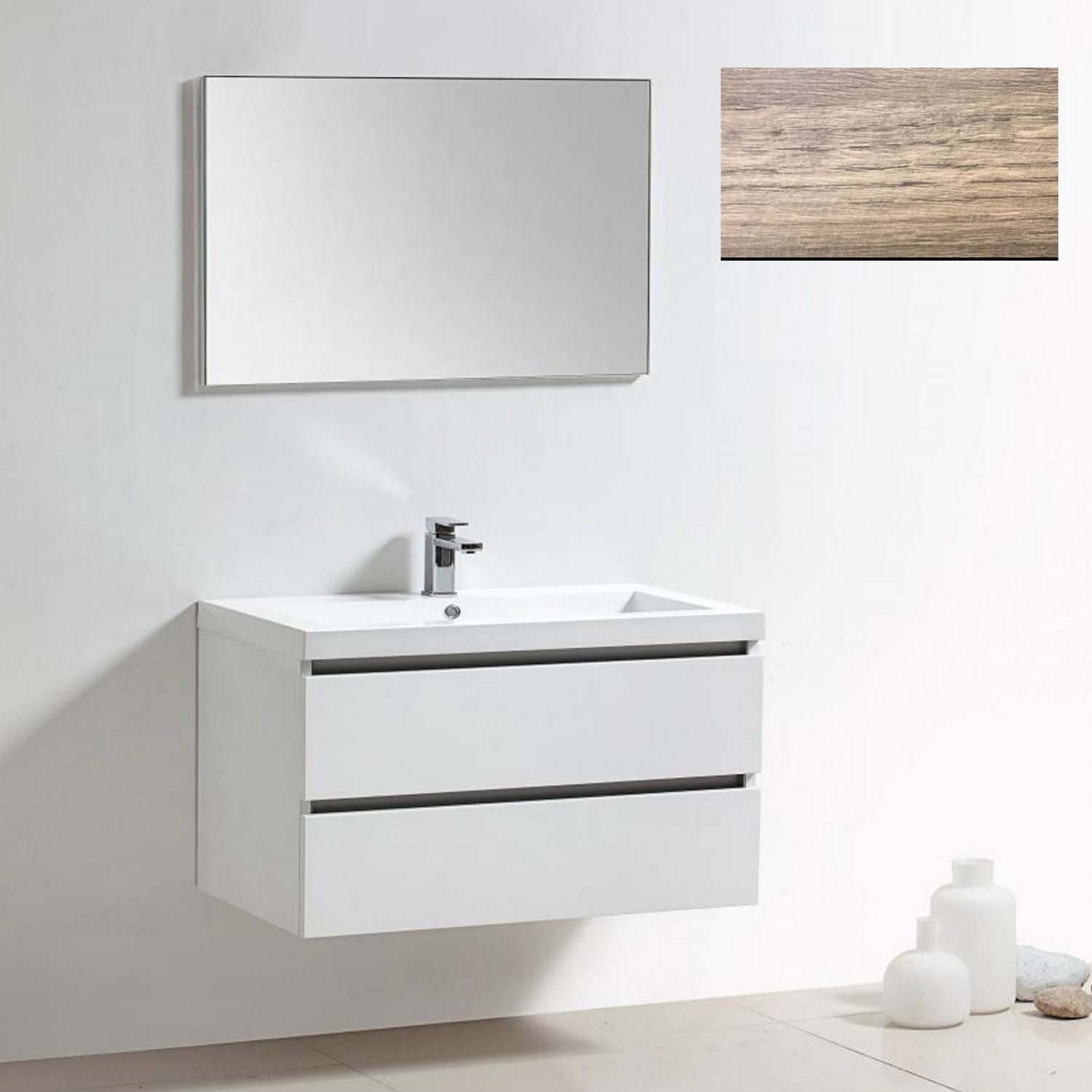 Badkamermeubelset Sanilux Trendline 100x47x50 cm 2 Kraangaten Riviera Eiken
