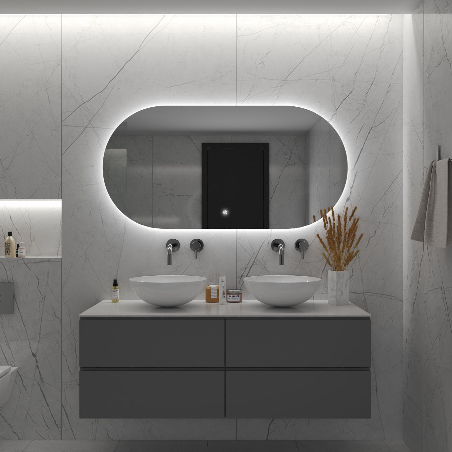 Badkamerspiegel BWS Riono 70x180cm Horizontaal LED