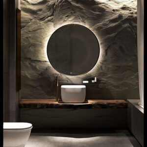 Badkamerspiegel Rond Martens & Meijer Miami Beach 80 cm Zwart Incl Indirecte Verlichting & Verwarming