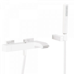 Badmengkraan Tres Cuadro Exclusive Opbouw Vierkant Korte Gebogen Uitloop Mat Wit