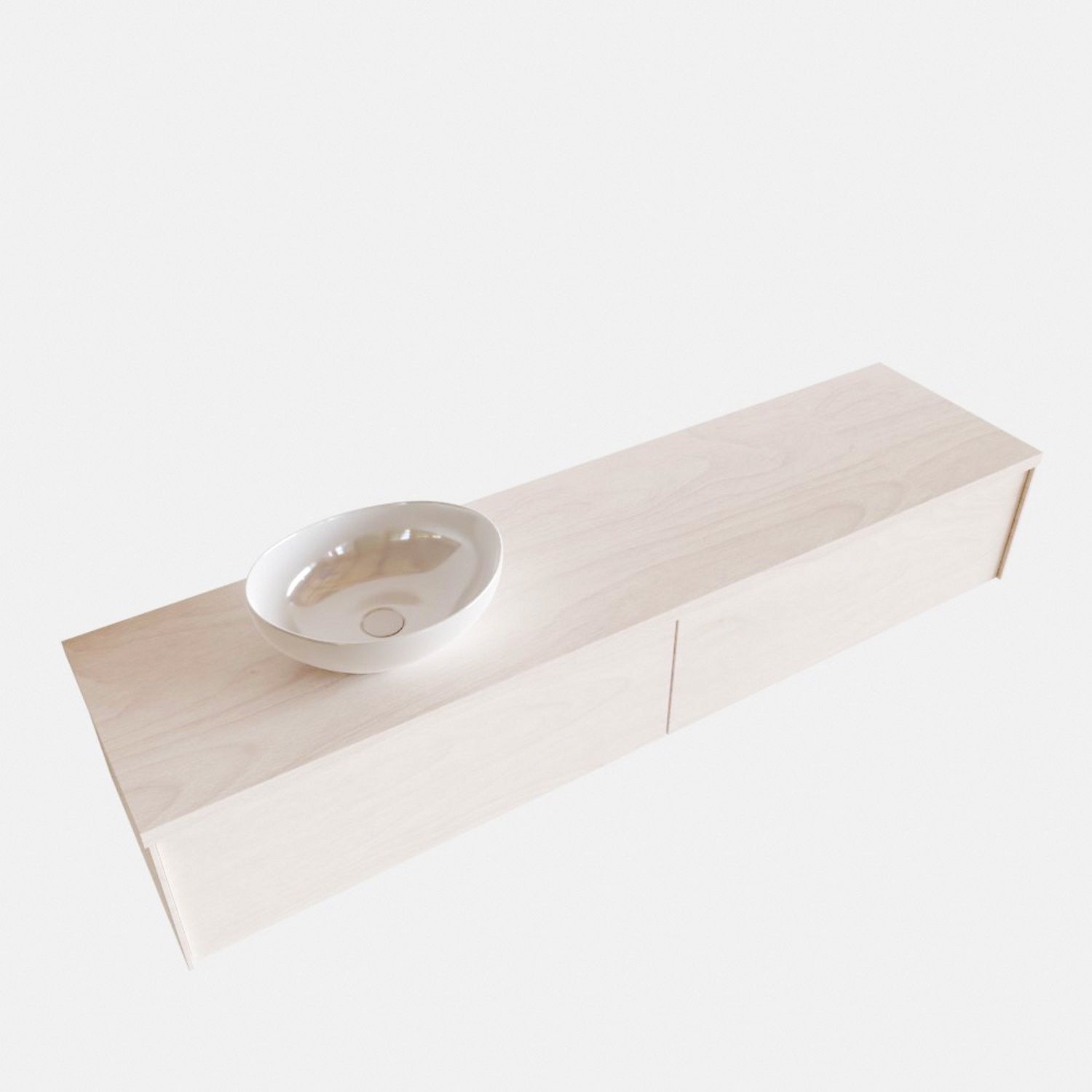 Badkamermeubel BWS Madrid Wit 180 cm met Topblad en Keramische Waskom Links (2 lades, 0 kraangaten)