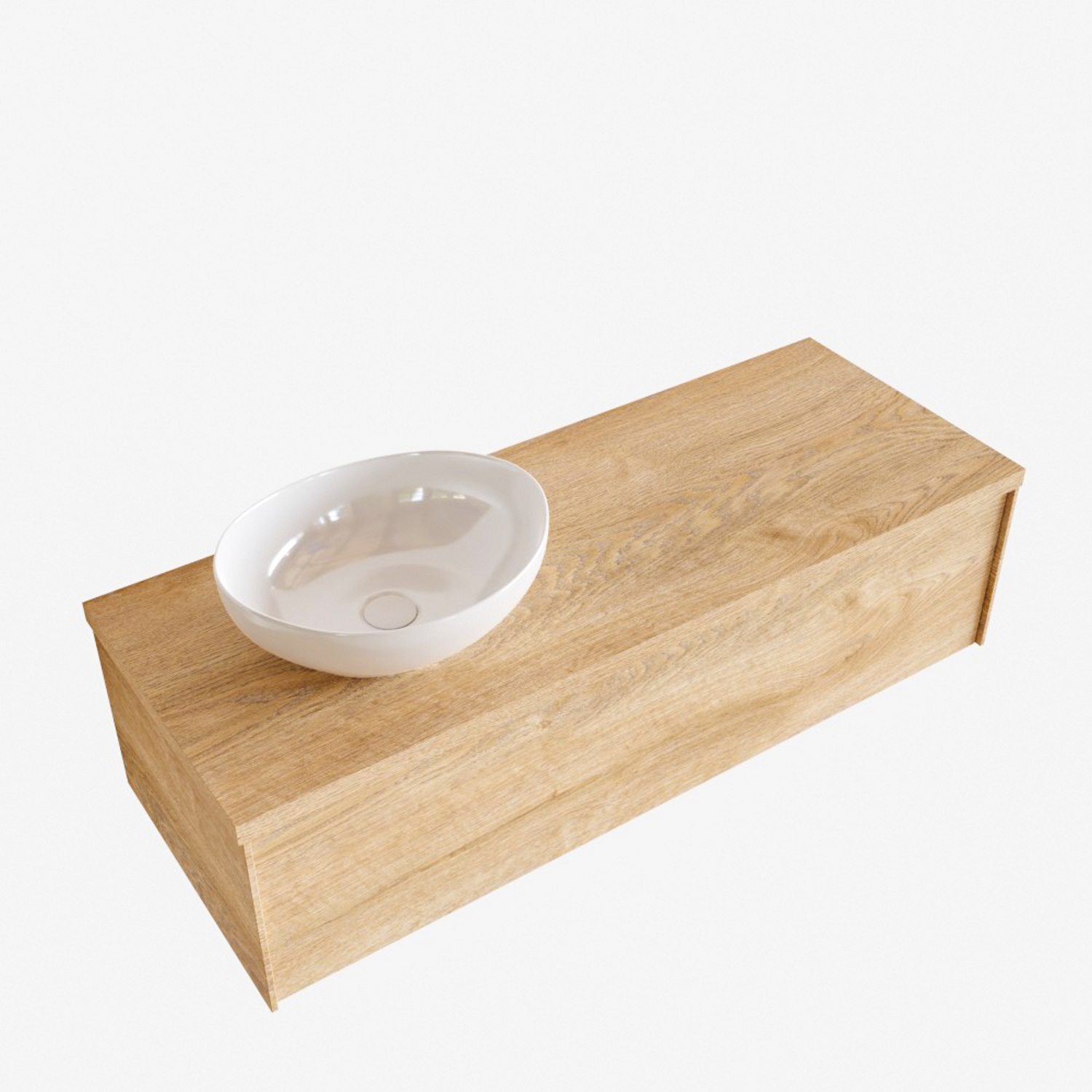 Badkamermeubel BWS Madrid Washed Oak 120 cm met Topblad en Keramische Waskom Links (1 kraangat)