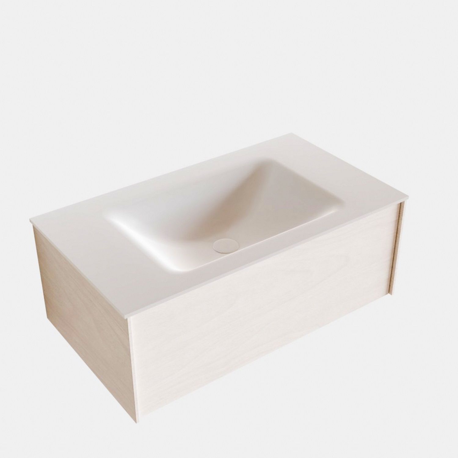 Badkamermeubel BWS Madrid Wit 80x45x30 cm Mat Witte Solid Surface Wastafel (1 kraangat)