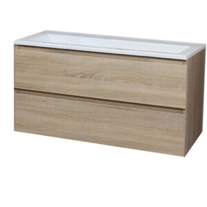 Badkamermeubel BWS Pepper Acryl Wastafel Zonder Kraangat 100x55x46 cm Eiken