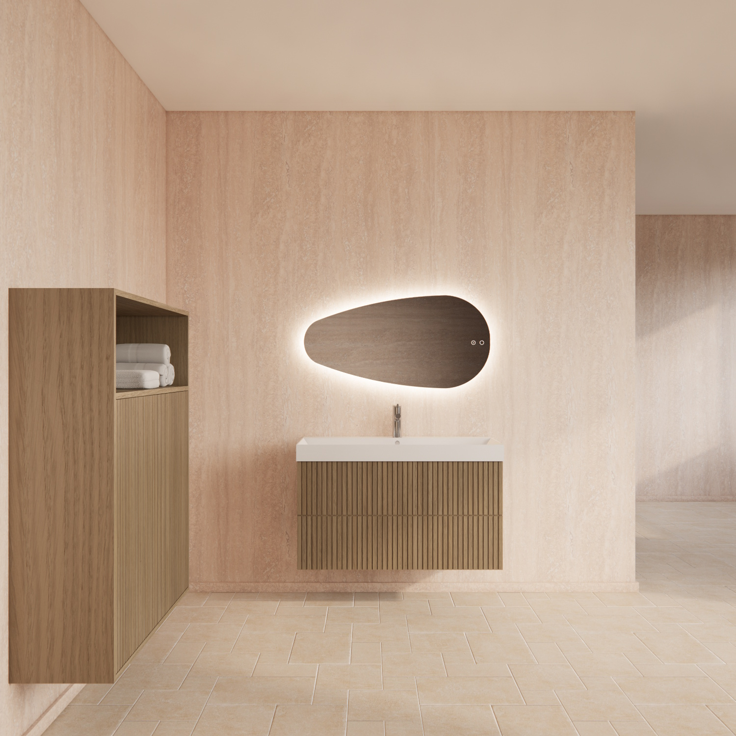 Badmeubelset BWS Hybris Corn Silk Met Wastafel 90 cm