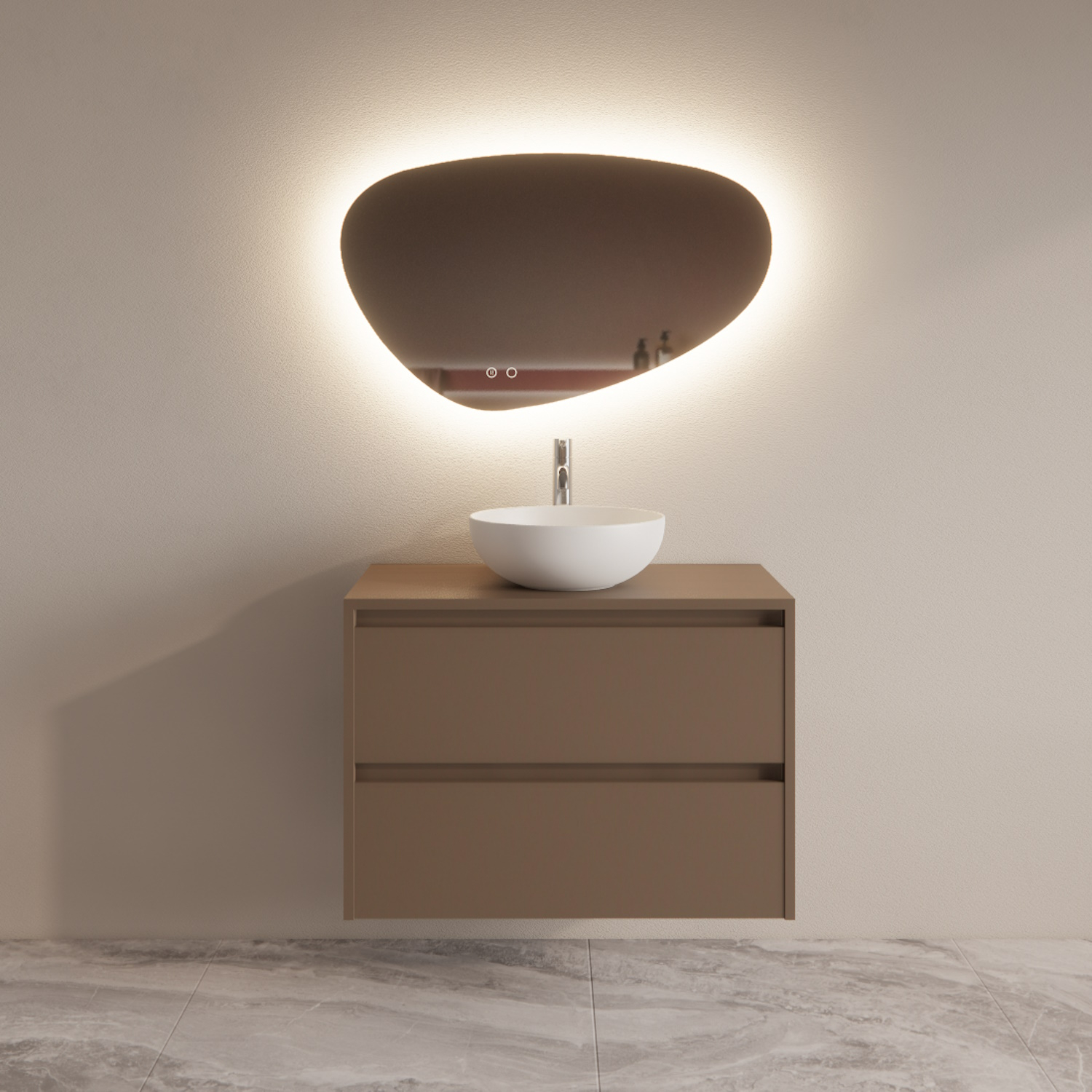 Badmeubelset BWS Riga Met Topplaat 80 cm Latte
