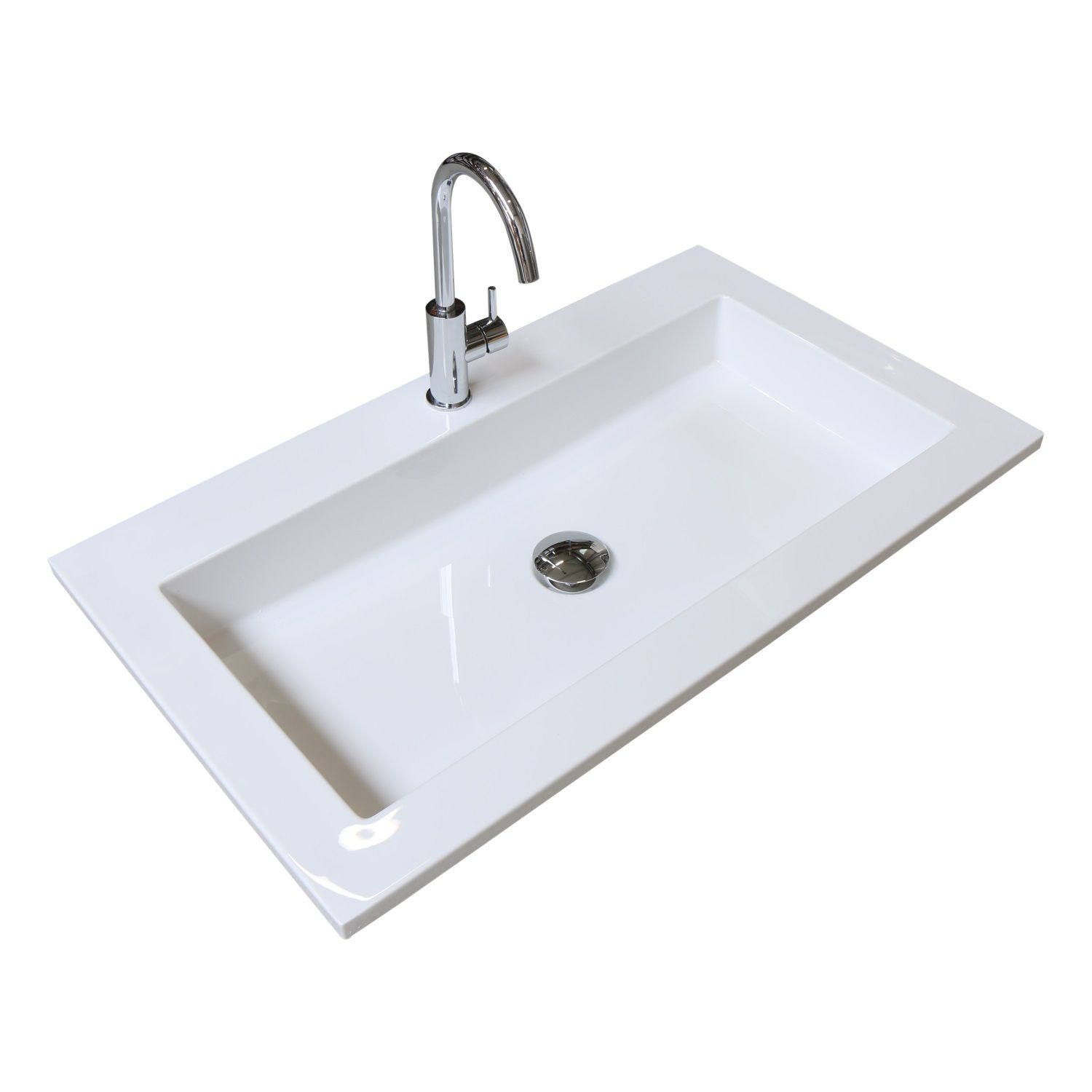 Badmeubelset BWS Salt 80x46cm Greeploos 2 Lades Met Wastafel Acryl Ice White