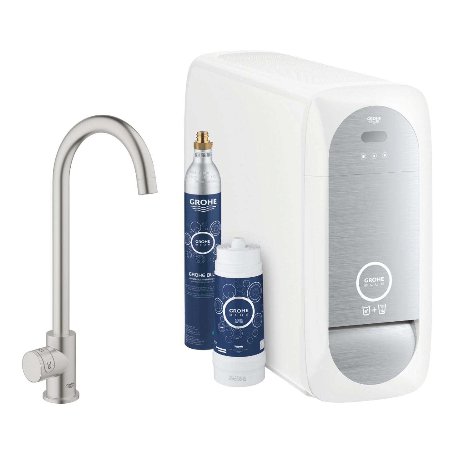 Bruisendwater Keukenkraan Grohe Blue Home Starterkit Chilled en Sparkling Water C Uitloop MONO of DUO (Chroom of RVS)