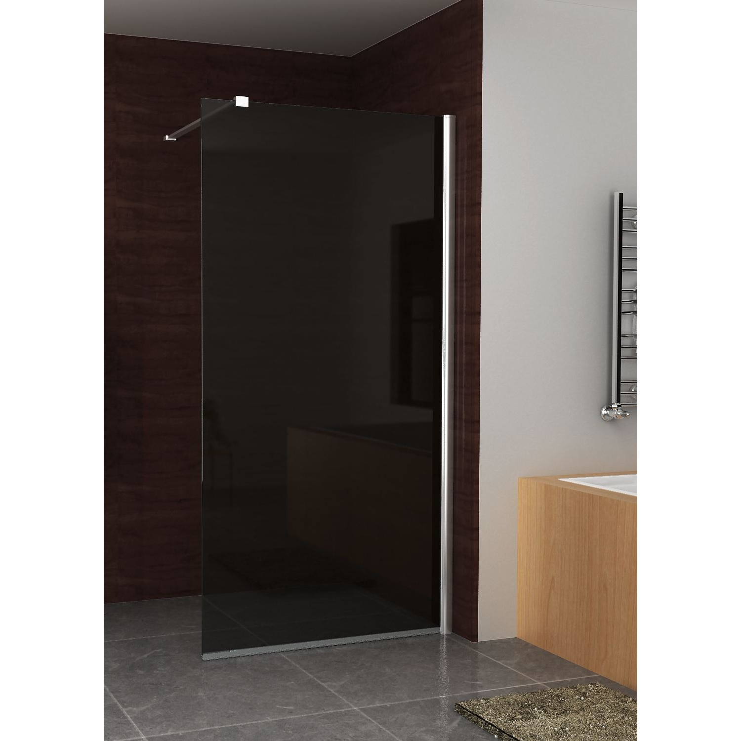 BWS Inloopdouche Rookglas 120x200cm 10mm Nano Coating