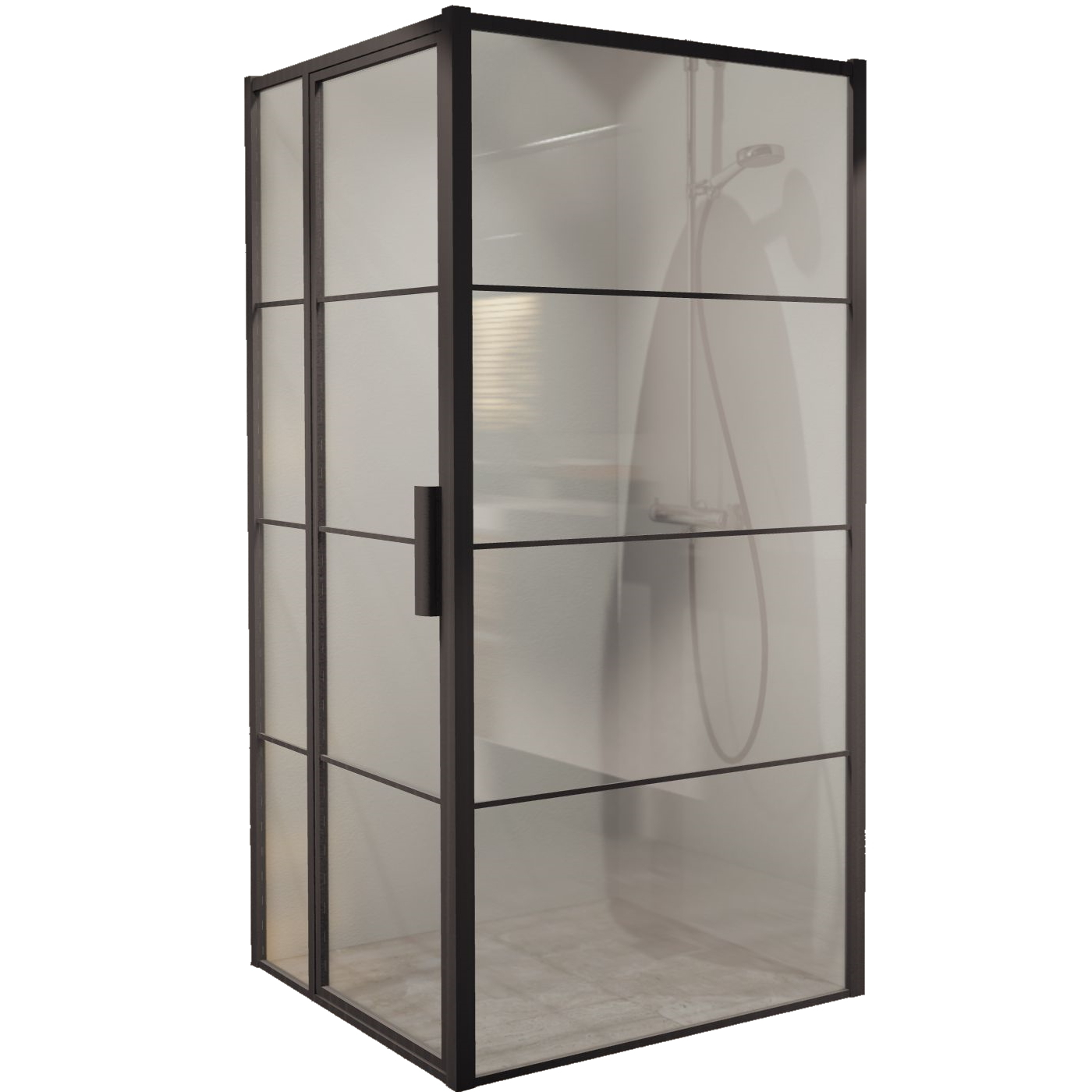 BWS Douchecabine Frame 88x89 cm 8 mm NANO Glas Mat Zwart