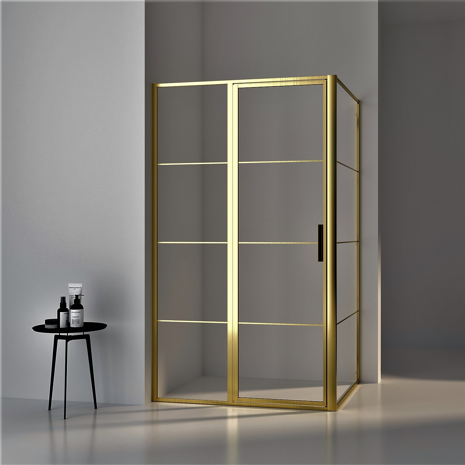 BWS Douchecabine Frame 90x120 cm 8 mm NANO Glas Geborsteld Messing Goud