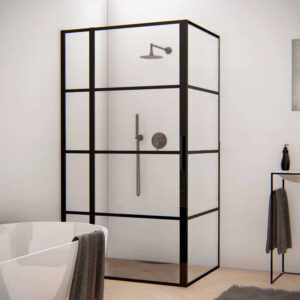 BWS Douchecabine Frame 110x100 cm 8 mm NANO Glas Mat Zwart Raster