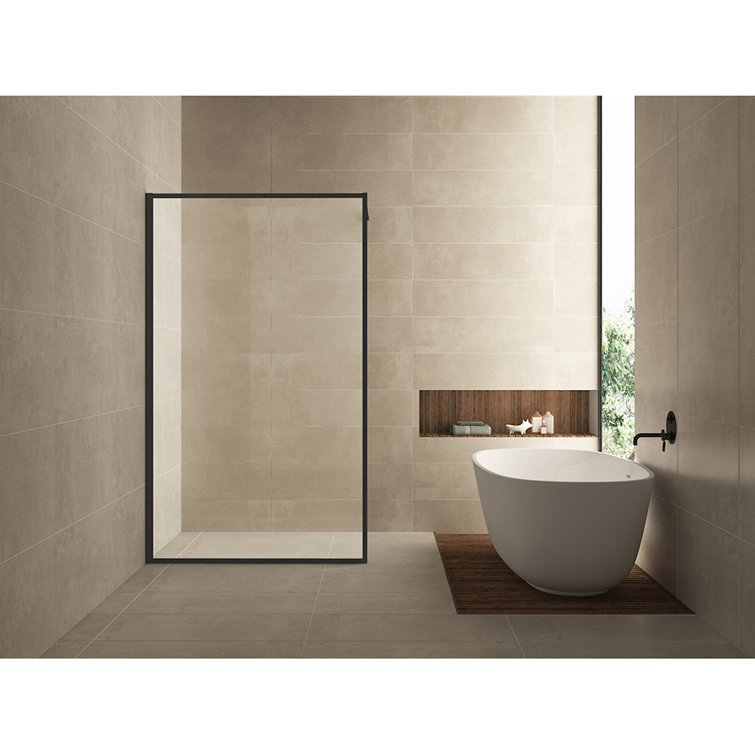 Inloopdouche BWS Vidrios 120x200 cm 10 mm Met Stabilisatiestang NANO Mat Zwart