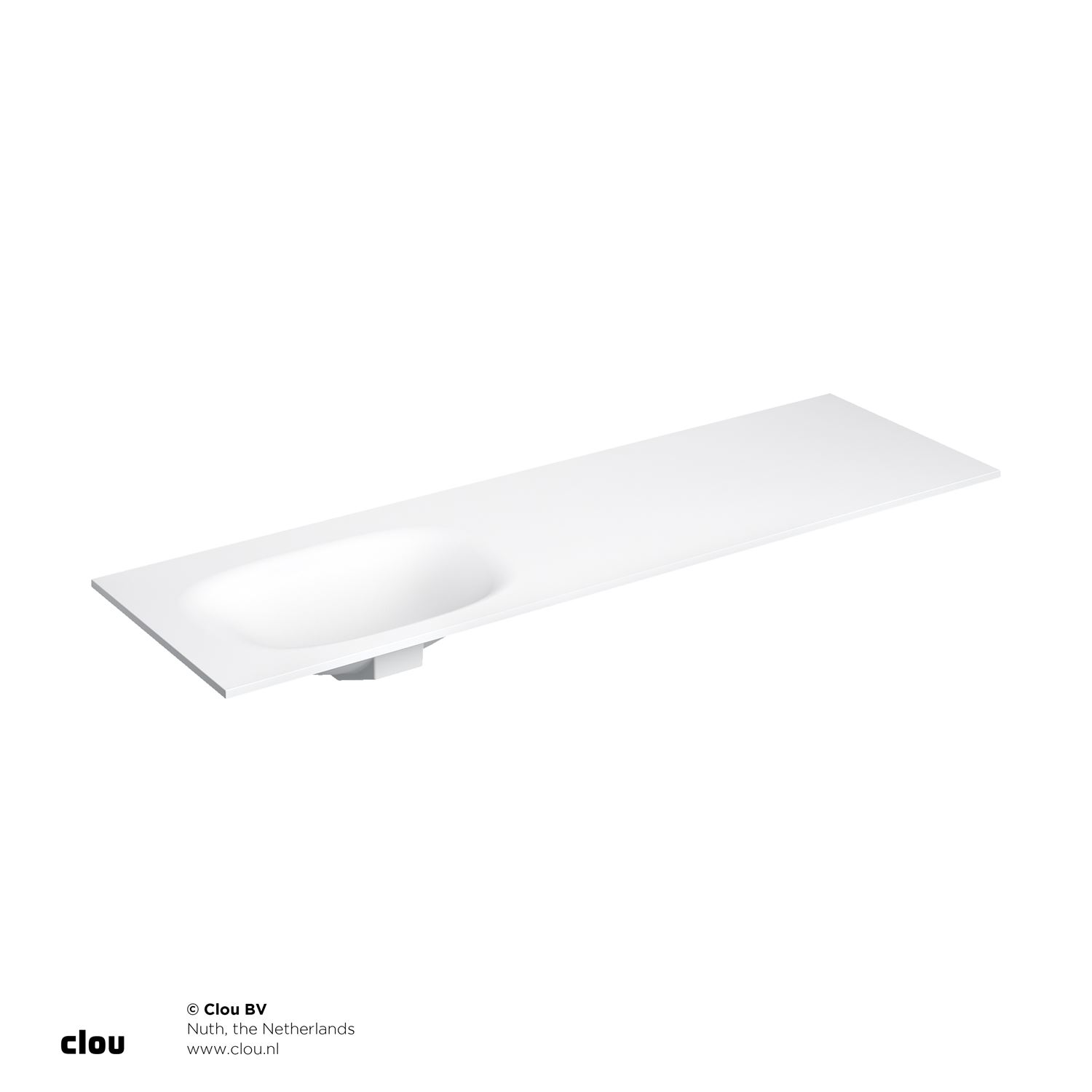 Clou Hammock Wastafelblad Enkele Waskom Links 160cm Compositie 18 Aluite Mat Wit