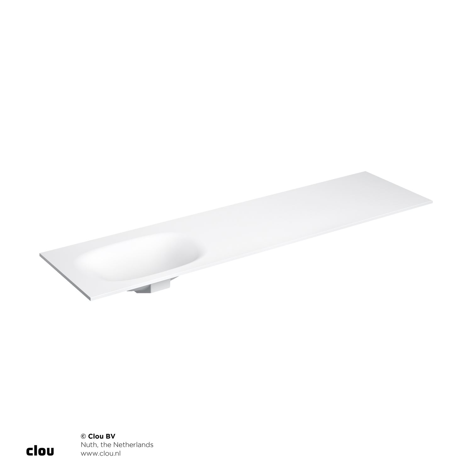Clou Hammock Wastafelblad Enkele Waskom Links 180cm Compositie 23 Aluite Mat Wit