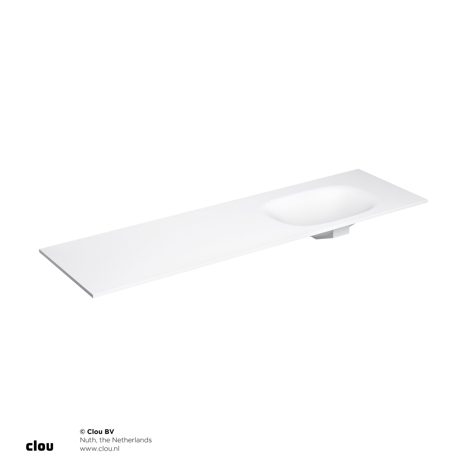 Clou Hammock Wastafelblad Enkele Waskom Rechts 170cm Compositie 21 Aluite Mat Wit