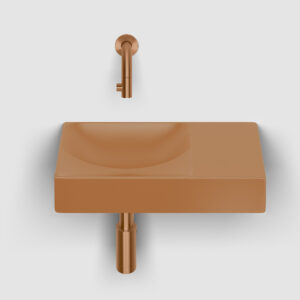 Clou Vale Fontein Zonder Kraangat Rechts Met Geintegreerde Afvoer Mat Italiaans Zand Keramiek 38 cm