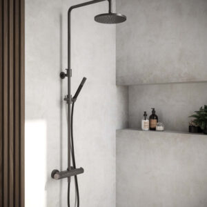 Doucheset Hotbath Cobber Met Ronde Handdouche en 30 cm Hoofddouche Geborsteld Nikkel