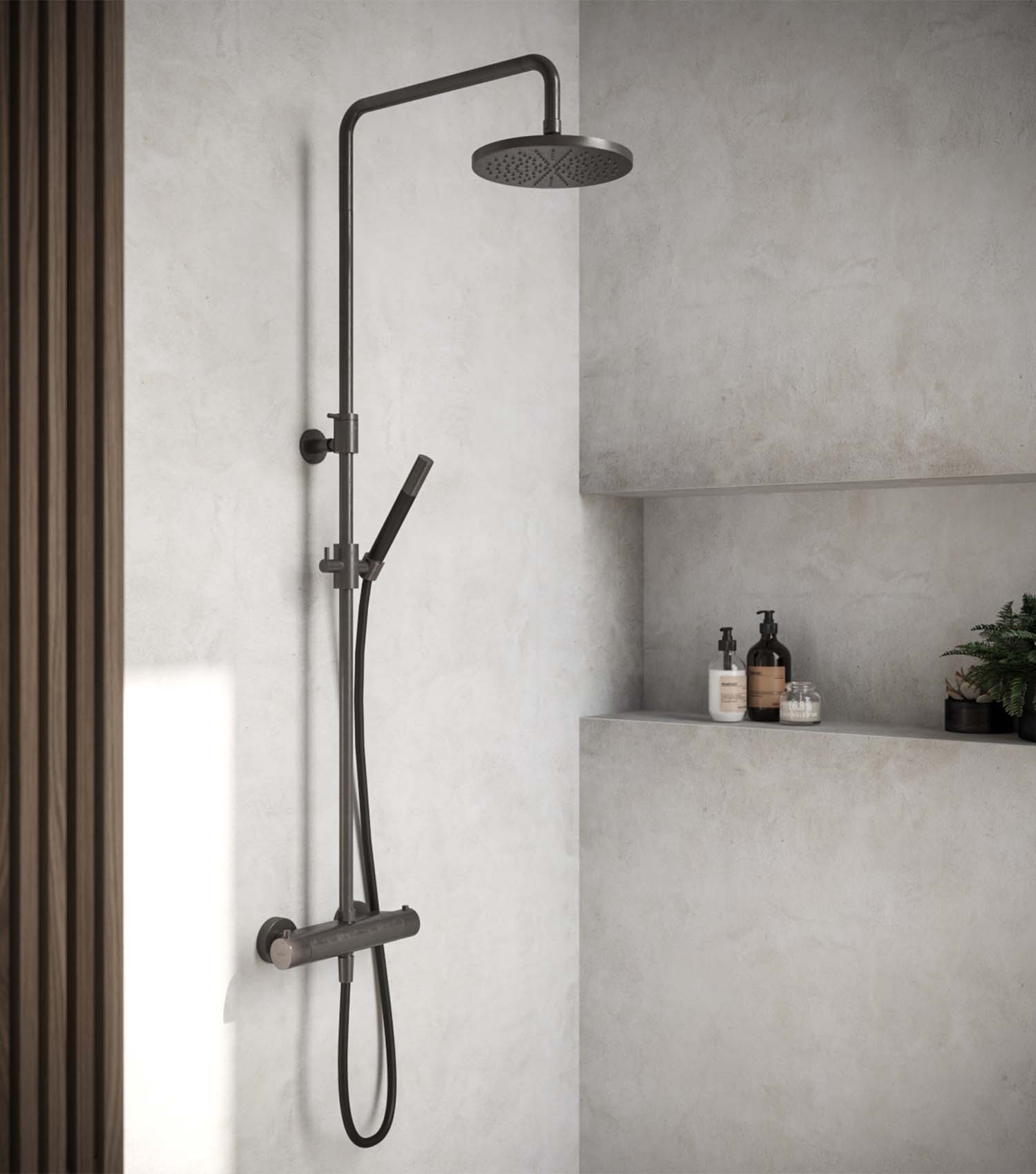 Doucheset Hotbath Cobber Met Ronde Handdouche Geborsteld Koper PVD