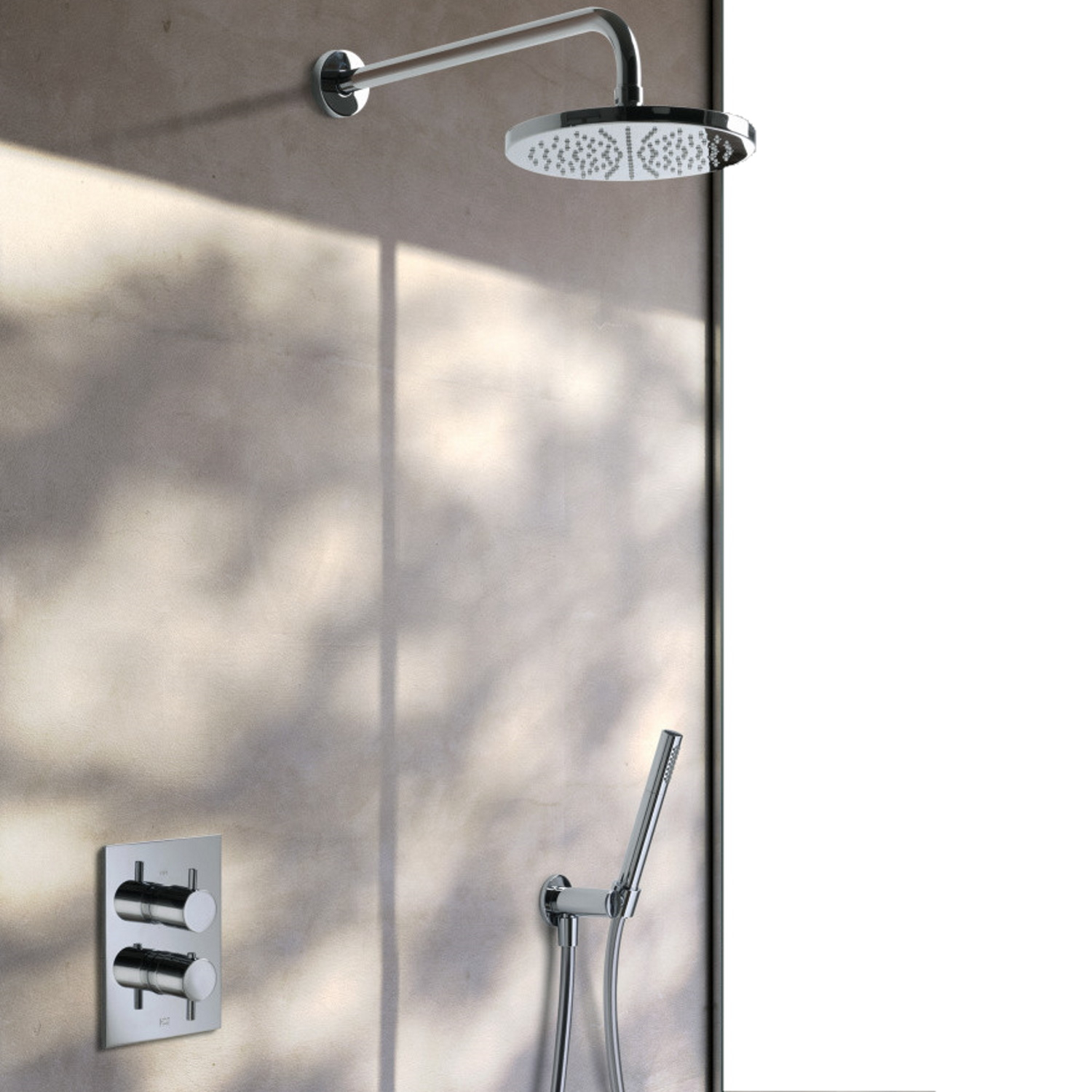 Complete thermostatische douche Inbouwset Hotbath Laddy 2 weg stop omstel Geborsteld Nikkel