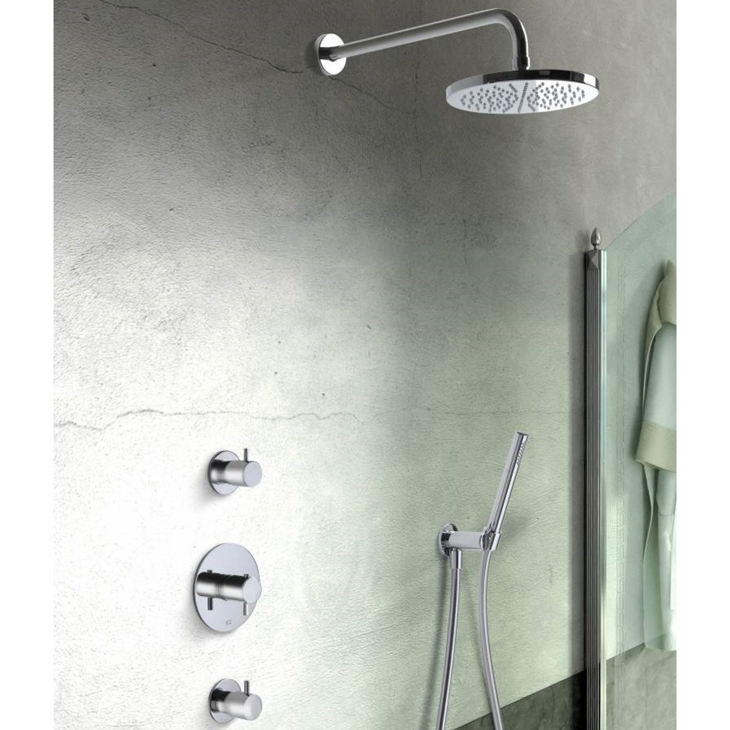 Douchekraanset Hotbath IBS 2 Laddy Inbouw Thermostaat 2 Stopkranen Rond Chroom